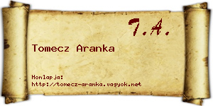 Tomecz Aranka névjegykártya